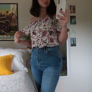 floral off the shoulder blouse !!